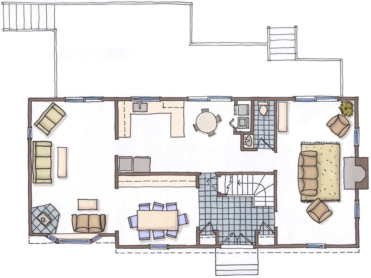 Acton homes initial layout illustration before remodel by Thomas Buckborough & Associates