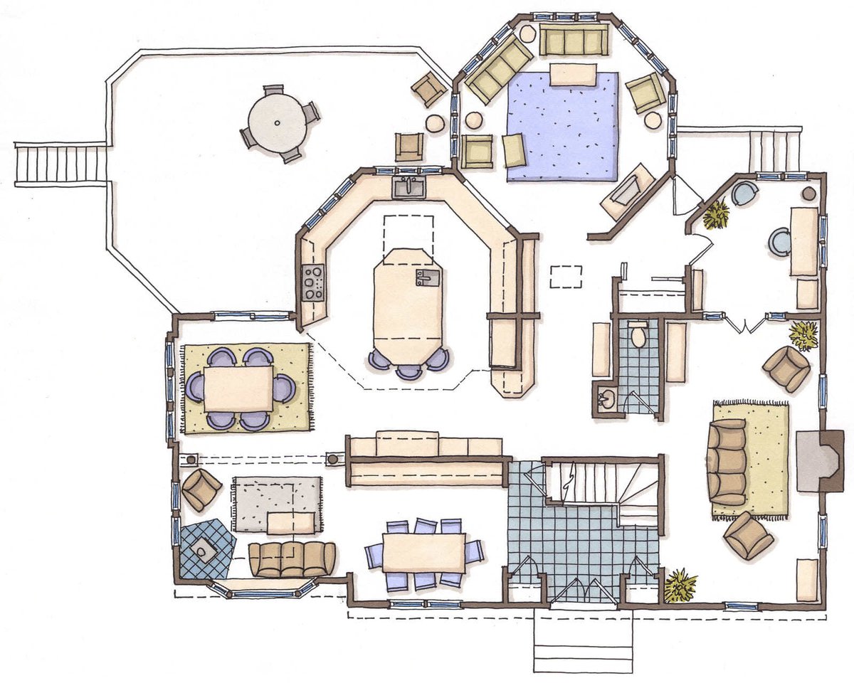 Architectural drawing of remodeled layout for Harrison Home by Thomas Buckborough & Associates, Acton, MA