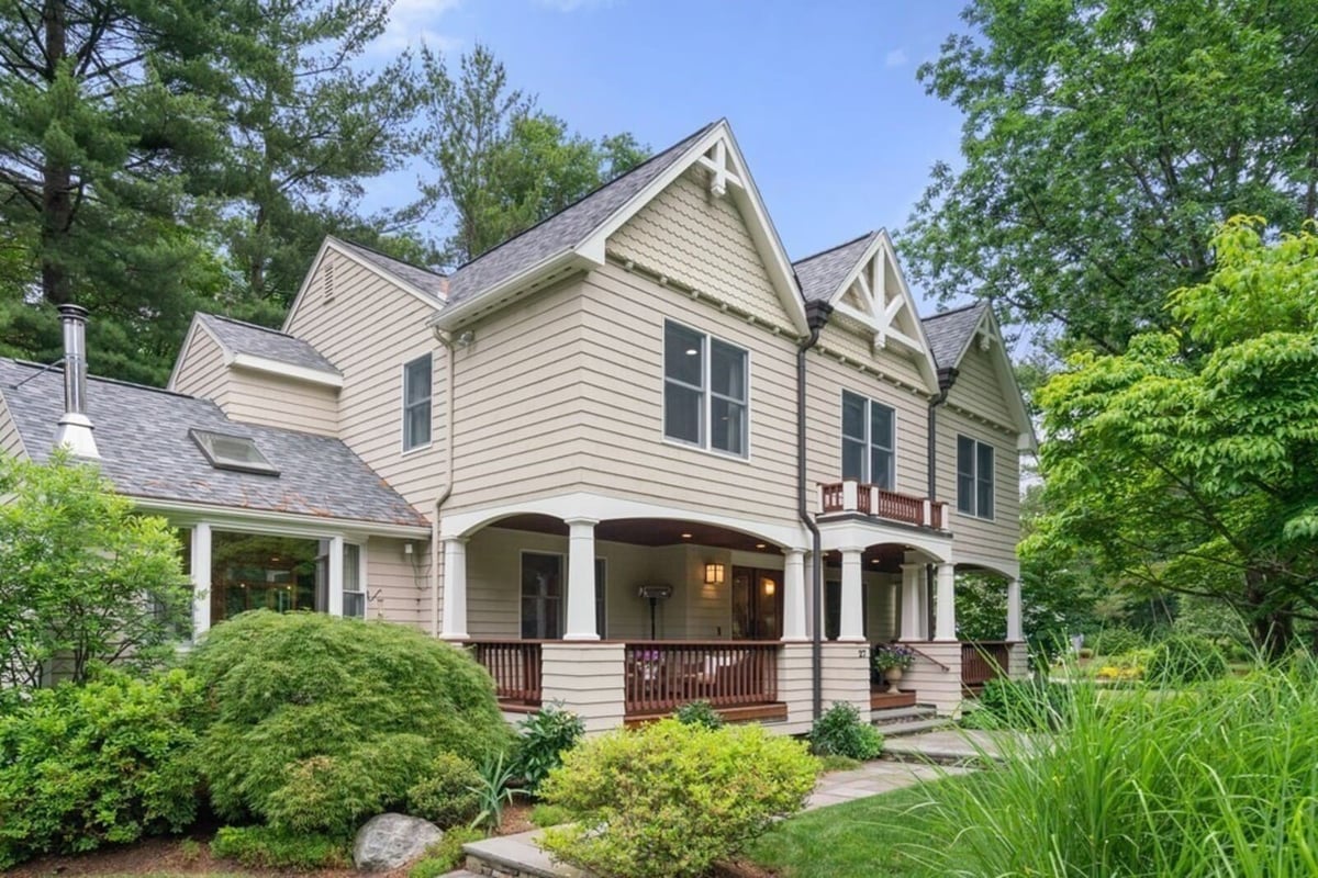 Welcoming entry and porch area of home renovation in Acton MA by Thomas Buckborough & Associates